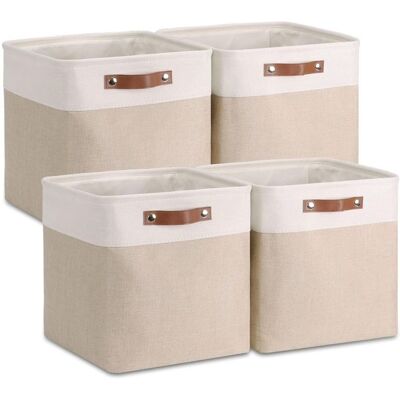 AUTREMENT Lot de 4 Boîtes de Rangement en Tissu 30x30x30cm Avec Poignée en Cuir Synthétique pour Étagère Cube Étagères 30x BOITE DE RANGEMENT - Publicité AUTREMENT Lot de 4 Boîtes de Rangement en Tissu 30x30x30cm Avec Poignée en Cuir Synthétique pour Étagère Cube Étagères 30x BOITE DE RANGEMENT - Publicité