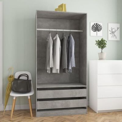 vidaXL Garde-robe Gris béton 100x50x200 cm Bois dingénierie 800607 Gris - Publicité vidaXL Garde-robe Gris béton 100x50x200 cm Bois dingénierie 800607 Gris - Publicité