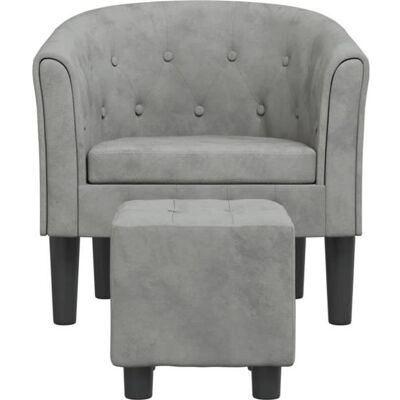 Fauteuil cabriolet - CUQUE - CQ019 - Velours gris clair - Repose-pied inclus - Design contemporain Gris - Publicité Fauteuil cabriolet - CUQUE - CQ019 - Velours gris clair - Repose-pied inclus - Design contemporain Gris - Publicité
