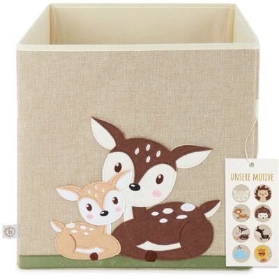 Boîte de rangement - BIECO - Motif chevreuil - 33x33x33 cm - Polyester - 36 litres Beige - Publicité Boîte de rangement - BIECO - Motif chevreuil - 33x33x33 cm - Polyester - 36 litres Beige - Publicité