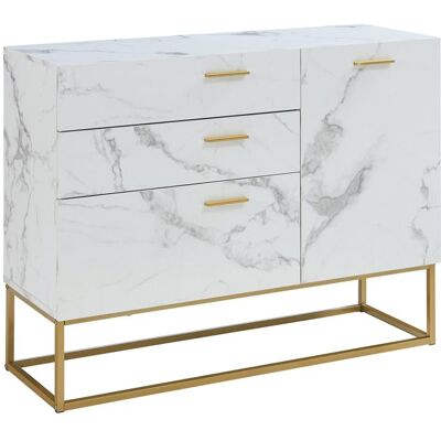 EN.CASA Buffet Lavangen 75 x 100 x 35 cm or effet marbre blanc Blanc - Publicité EN.CASA Buffet Lavangen 75 x 100 x 35 cm or effet marbre blanc Blanc - Publicité