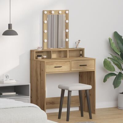 vidaXL Artisan Eiche Holz, MDF 79 x 41 x 140 cm Vanity Tisch Brown - Coiffeuse - Publicité vidaXL Artisan Eiche Holz, MDF 79 x 41 x 140 cm Vanity Tisch Brown - Coiffeuse - Publicité