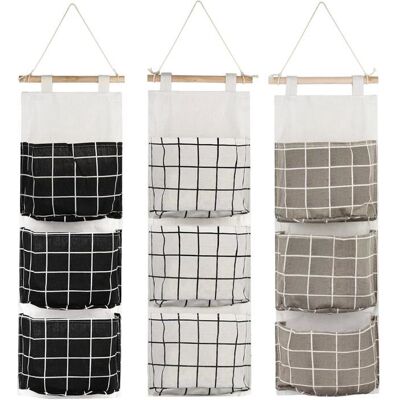 3Pcs Sac de Rangement Suspendu avec 3 Poches Étagère Mural en Tissu Panier Pochette de Rangement Organisateur - Étanche & Élégant - Publicité 3Pcs Sac de Rangement Suspendu avec 3 Poches Étagère Mural en Tissu Panier Pochette de Rangement Organisateur - Étanche & Élégant - Publicité