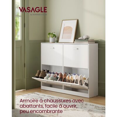 VASAGLE Meuble à Chaussures 4 Portes Battantes Séparateur Réglable pour 16 à 28 Paires de Chaussures 24 x 1055 x 827 cm Blanc Neige Blanc - Publicité VASAGLE Meuble à Chaussures 4 Portes Battantes Séparateur Réglable pour 16 à 28 Paires de Chaussures 24 x 1055 x 827 cm Blanc Neige Blanc - Publicité