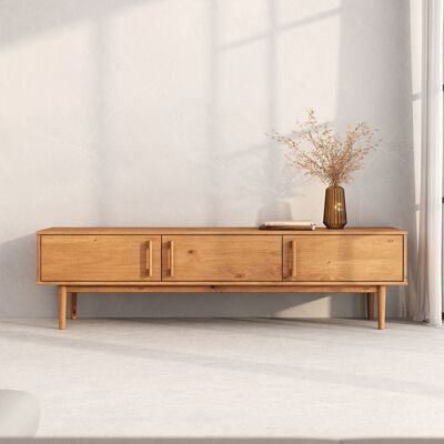Idimex Meuble TV TECCA L 180 cm en Bois Massif Coloris Chêne avec 3 Portes Pour téléviseur jusquà 80 Meuble Télé avec Rangement Marron - Publicité Idimex Meuble TV TECCA L 180 cm en Bois Massif Coloris Chêne avec 3 Portes Pour téléviseur jusquà 80 Meuble Télé avec Rangement Marron - Publicité