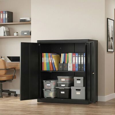 SONGMICS Armoire en Acier à 2 Portes Verrouillable Étagère Réglable Meuble de Rangement pour Bureau 80 x 40 x 90 cm Noir Noir - Publicité SONGMICS Armoire en Acier à 2 Portes Verrouillable Étagère Réglable Meuble de Rangement pour Bureau 80 x 40 x 90 cm Noir Noir - Publicité