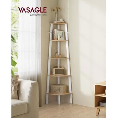 Échelle Étagère à 5 niveaux - VASAGLE - Style Industriel - Couleur Chêne Naturel et Blanc Mat Blanc - Publicité Échelle Étagère à 5 niveaux - VASAGLE - Style Industriel - Couleur Chêne Naturel et Blanc Mat Blanc - Publicité