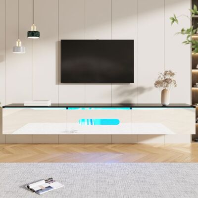 Meuble TV Mural Noir et Blanc Laqué avec LED 16 Couleurs – Merax Banc TV Suspendu Moderne avec Portes Soft-Close180 × 35 × 30 cm Blanc - Publicité Meuble TV Mural Noir et Blanc Laqué avec LED 16 Couleurs – Merax Banc TV Suspendu Moderne avec Portes Soft-Close180 × 35 × 30 cm Blanc - Publicité