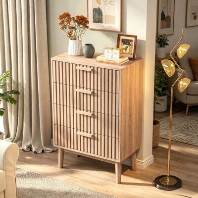 TIMORWTF Commode 4 tiroirsmeuble rangement boiseffet cannelépoignée boispieds supportpour chambre salon couloir bureaucouleur bois Jaune - Publicité TIMORWTF Commode 4 tiroirsmeuble rangement boiseffet cannelépoignée boispieds supportpour chambre salon couloir bureaucouleur bois Jaune - Publicité