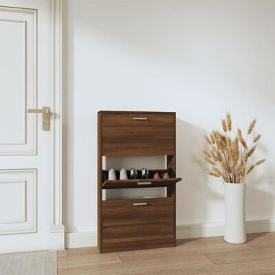 Meuble à chaussures chêne marron vidaXL 59x17x108 cm - Armoire à chaussures - Publicité Meuble à chaussures chêne marron vidaXL 59x17x108 cm - Armoire à chaussures - Publicité