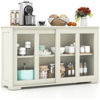 COSTWAY Buffet de Cuisine Meuble de Cuisine pour RangementVaisselier avec Porte Coulissante en Verre Trempé en Bois Beige Beige - Publicité COSTWAY Buffet de Cuisine Meuble de Cuisine pour RangementVaisselier avec Porte Coulissante en Verre Trempé en Bois Beige Beige - Publicité