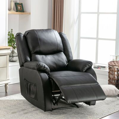 DRIPEX Fauteuil Relax en cuir PUChaise longue avec repose-pieds poche latérale pour salonNoir Noir - Publicité DRIPEX Fauteuil Relax en cuir PUChaise longue avec repose-pieds poche latérale pour salonNoir Noir - Publicité