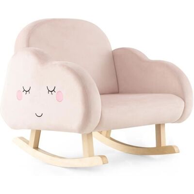 COSTWAY Fauteuil à Bascule pour Enfants Canapé Chaise avec Cadre en Bois Massif Tissu Velours Rose - Publicité COSTWAY Fauteuil à Bascule pour Enfants Canapé Chaise avec Cadre en Bois Massif Tissu Velours Rose - Publicité