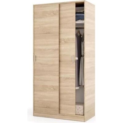 PEGANE Armoire avec 2 Portes Coulissantes décor chêne canadien - Dim : L 100 cm x H 200 x P 50 cm Marron - Publicité PEGANE Armoire avec 2 Portes Coulissantes décor chêne canadien - Dim : L 100 cm x H 200 x P 50 cm Marron - Publicité