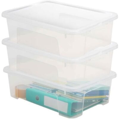 Lot de 3 boites de rangement en plastique avec couvercle Sundis VIEW BOX 25L L.55 x l.39 x h.168 cm Transparent Blanc - Publicité Lot de 3 boites de rangement en plastique avec couvercle Sundis VIEW BOX 25L L.55 x l.39 x h.168 cm Transparent Blanc - Publicité