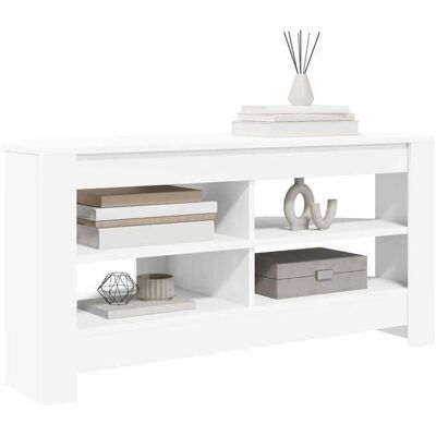 Meuble TV dangle - vidaXL - Blanc - 102x41x50 cm - Bois dingénierie - 2 étagères - Design moderne - Assemblage requis Blanc - Publicité Meuble TV dangle - vidaXL - Blanc - 102x41x50 cm - Bois dingénierie - 2 étagères - Design moderne - Assemblage requis Blanc - Publicité