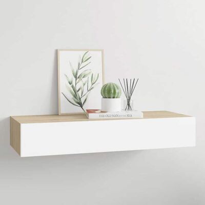 Étagère murale à tiroirs - vidaXL - 60x235x10 cm - Chêne et blanc - MDF et métal - Tiroir 495x18x55 cm Marron - Publicité Étagère murale à tiroirs - vidaXL - 60x235x10 cm - Chêne et blanc - MDF et métal - Tiroir 495x18x55 cm Marron - Publicité