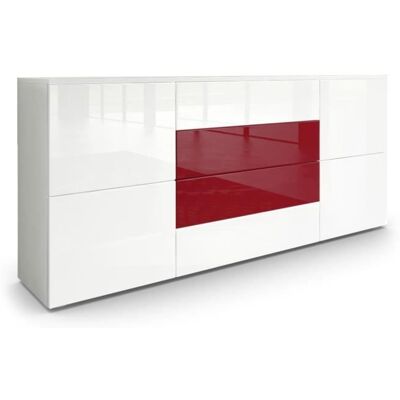 Vladon Buffet dressoir Rova en Blanc mat - Blanc haute brillance - Bordeaux haute brillance Rouge - Publicité Vladon Buffet dressoir Rova en Blanc mat - Blanc haute brillance - Bordeaux haute brillance Rouge - Publicité