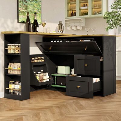 Generic Buffet bas 138-204 × 39 × 105 cm avec table de bar extensible Buffet de cuisine avec étagère à snacks Buffet salon en noir Noir - Publicité Generic Buffet bas 138-204 × 39 × 105 cm avec table de bar extensible Buffet de cuisine avec étagère à snacks Buffet salon en noir Noir - Publicité