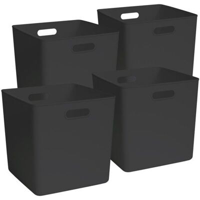BOX AND BEYOND Lot 4 bacs de rangement en plastique noir 31 x 31 x 31 cm Gris - Publicité BOX AND BEYOND Lot 4 bacs de rangement en plastique noir 31 x 31 x 31 cm Gris - Publicité