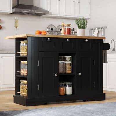 MERAX Meuble de Cuisine Îlot Central de Cuisine avec Plan de Travail Tiroirs Portes Étagères Buffet pour Cuisine et Salle Manger Noir Noir - Publicité MERAX Meuble de Cuisine Îlot Central de Cuisine avec Plan de Travail Tiroirs Portes Étagères Buffet pour Cuisine et Salle Manger Noir Noir - Publicité