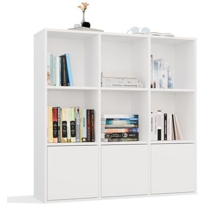 CDF MALAX - Étagère blanche – 3 portes – Compartiments cubiques 110×110 cm – Système Tip-On Blanc - Publicité CDF MALAX - Étagère blanche – 3 portes – Compartiments cubiques 110×110 cm – Système Tip-On Blanc - Publicité