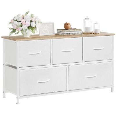 Commode Chambre WOLTU - Armoire 5 Tiroirs en Tissu - Bois dIngénierie et Métal - Blanc W0ITT5025 Blanc - Publicité Commode Chambre WOLTU - Armoire 5 Tiroirs en Tissu - Bois dIngénierie et Métal - Blanc W0ITT5025 Blanc - Publicité