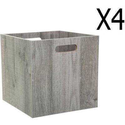 PEGANE Lot de 4 Boites de rangement en bois Gris - L. 30.5 x P. 30.5 x H. 30.5 cm Gris - Publicité PEGANE Lot de 4 Boites de rangement en bois Gris - L. 30.5 x P. 30.5 x H. 30.5 cm Gris - Publicité