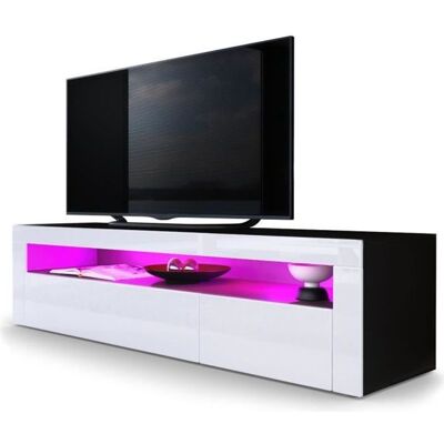 Vladon Meuble TV bas Valencia en Noir mat - Blanc haute brillance - Blanc haute brillance Blanc - Publicité Vladon Meuble TV bas Valencia en Noir mat - Blanc haute brillance - Blanc haute brillance Blanc - Publicité