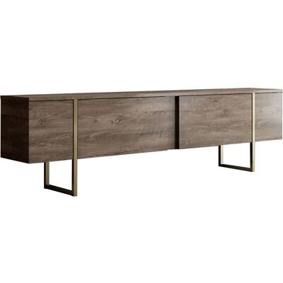 HANAH HOME Meuble TV en bois Luxe - 180 x 30 x 50 cm - NoyerOr Marron - Publicité HANAH HOME Meuble TV en bois Luxe - 180 x 30 x 50 cm - NoyerOr Marron - Publicité