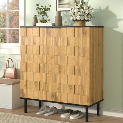 MERAX Meuble à Chaussures Mosaïque - avec Étagères Réglables Meuble de Rangement pour Entrée - Décor Bois Naturel - 80 x 35 x 915 cm Marron - Publicité MERAX Meuble à Chaussures Mosaïque - avec Étagères Réglables Meuble de Rangement pour Entrée - Décor Bois Naturel - 80 x 35 x 915 cm Marron - Publicité