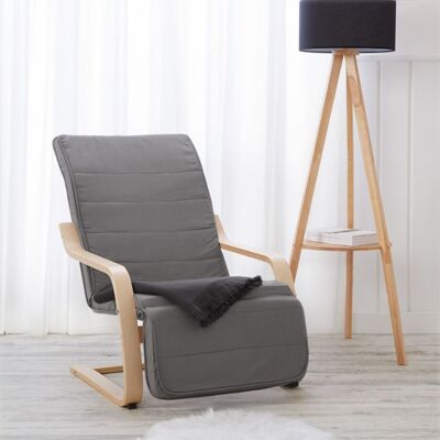 HOMESTYLE4U Fauteuil relax avec repose-pieds Fauteuil relaxant Gris Chaise longue en bois naturelle Fauteuil confort Gris - Publicité HOMESTYLE4U Fauteuil relax avec repose-pieds Fauteuil relaxant Gris Chaise longue en bois naturelle Fauteuil confort Gris - Publicité