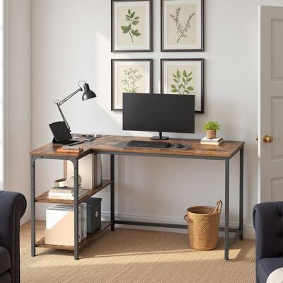 VASAGLE Bureau en L Étagères Réglables avec Rangement Prises Électriques et Ports USB 120 x 80 cm Marron Marron - Publicité VASAGLE Bureau en L Étagères Réglables avec Rangement Prises Électriques et Ports USB 120 x 80 cm Marron Marron - Publicité