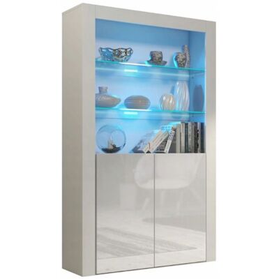 Vitrine JIVE 90 cm blanc laqué avec LEDS Blanc - Publicité Vitrine JIVE 90 cm blanc laqué avec LEDS Blanc - Publicité