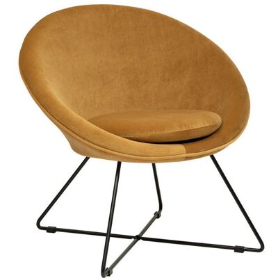 Fauteuil Evan en velours & pieds or Atmosphera - Ocre Jaune - Publicité Fauteuil Evan en velours & pieds or Atmosphera - Ocre Jaune - Publicité