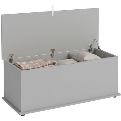 Coffre de rangement - HOMCOM - couvercle rabattable et charnières de sécurité - panneaux de particules - 100 x 40 x 40 cm - gris Gris - Publicité Coffre de rangement - HOMCOM - couvercle rabattable et charnières de sécurité - panneaux de particules - 100 x 40 x 40 cm - gris Gris - Publicité