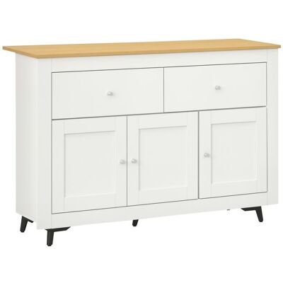 Buffet cuisine - HOMCOM - 2 tiroirs 3 portes et étagère réglable - pour cuisine salle à manger salon - 117 x 35 x 80 cm - blanc Blanc - Publicité Buffet cuisine - HOMCOM - 2 tiroirs 3 portes et étagère réglable - pour cuisine salle à manger salon - 117 x 35 x 80 cm - blanc Blanc - Publicité