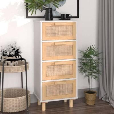 Buffet bas - VIDAXL - Blanc - Scandinave - Moderne - Bois de pin massif et rotin naturel Blanc - Publicité Buffet bas - VIDAXL - Blanc - Scandinave - Moderne - Bois de pin massif et rotin naturel Blanc - Publicité