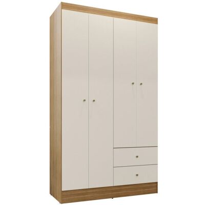 ACTUAL DIFFUSION Armoire Penderie 4 Portes 2 Tiroirs 5 Niches Chêne Blanc Ecru L 102.4 H 182.4 P 46.3 cm - L 102.4 x l 46.3 x H 182.4 cm Blanc - Publicité ACTUAL DIFFUSION Armoire Penderie 4 Portes 2 Tiroirs 5 Niches Chêne Blanc Ecru L 102.4 H 182.4 P 46.3 cm - L 102.4 x l 46.3 x H 182.4 cm Blanc - Publicité