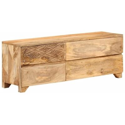 vidaXL Meuble TV Bois de manguier solide 110x30x40 cm Marron - Publicité vidaXL Meuble TV Bois de manguier solide 110x30x40 cm Marron - Publicité