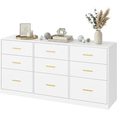 VASAGLE Commode de Chambre à Tiroirs Meuble de Rangement Moderne Commode pour Chambre ou Salon 9 Tiroirs 40 x 1602 x 78 cm Blanc Blanc - Publicité VASAGLE Commode de Chambre à Tiroirs Meuble de Rangement Moderne Commode pour Chambre ou Salon 9 Tiroirs 40 x 1602 x 78 cm Blanc Blanc - Publicité