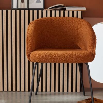 Fauteuil en bouclette MATCHA - FACTORY - Marron 55x62 cm Marron - Publicité Fauteuil en bouclette MATCHA - FACTORY - Marron 55x62 cm Marron - Publicité