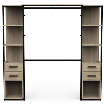 PEGANE Kit dressing 2 colonnes avec penderie couleur chêne / noit mat - Largeur 210 x Profondeur 415 x Hauteur 2044 cm Beige - Publicité PEGANE Kit dressing 2 colonnes avec penderie couleur chêne / noit mat - Largeur 210 x Profondeur 415 x Hauteur 2044 cm Beige - Publicité