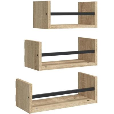 VIDAXL Meilleures Ensemble détagères murales - Meuble étagère dexposition - avec barres 3 pcs chêne sonoma SSDC7097379 Marron - Publicité VIDAXL Meilleures Ensemble détagères murales - Meuble étagère dexposition - avec barres 3 pcs chêne sonoma SSDC7097379 Marron - Publicité