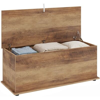 Coffre de rangement - HOMCOM - couvercle rabattable et charnières de sécurité - panneaux de particules - 100 x 40 x 40 cm - marron Marron - Publicité Coffre de rangement - HOMCOM - couvercle rabattable et charnières de sécurité - panneaux de particules - 100 x 40 x 40 cm - marron Marron - Publicité