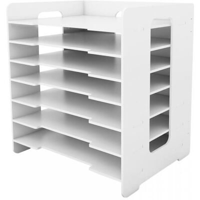 Organiseur Etagère de rangement classeur à sept étagères feuille haute densité 33.5*25.5*40cm blanc - HUOLE Blanc - Publicité Organiseur Etagère de rangement classeur à sept étagères feuille haute densité 33.5*25.5*40cm blanc - HUOLE Blanc - Publicité