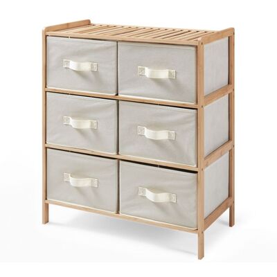 EN.CASA Commode avec 6 tiroirs en tissu Maldon 79 x 66 x 35 cm naturel / beige Beige - Publicité EN.CASA Commode avec 6 tiroirs en tissu Maldon 79 x 66 x 35 cm naturel / beige Beige - Publicité