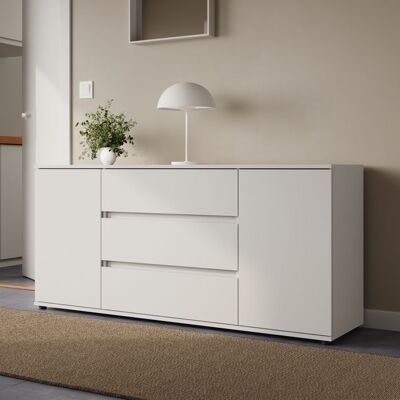 HOME COLLECTIVE Buffet Moderne 150x40x70 cm – Meuble de Rangement avec 3 Tiroirs 2 Portes – Enfilade pour Salon Salle à Manger ou Entrée - Blanc Blanc - Publicité HOME COLLECTIVE Buffet Moderne 150x40x70 cm – Meuble de Rangement avec 3 Tiroirs 2 Portes – Enfilade pour Salon Salle à Manger ou Entrée - Blanc Blanc - Publicité