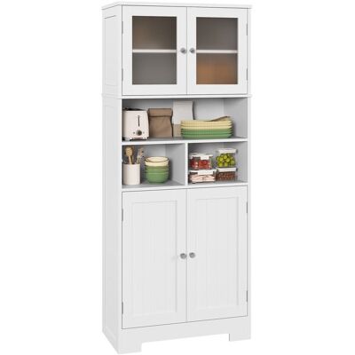 Buffet haut cuisine - HOMCOM - 4 portes niches et étagères réglables 2 portes en verre - 60 x 30 x 1455 cm - blanc Blanc - Publicité Buffet haut cuisine - HOMCOM - 4 portes niches et étagères réglables 2 portes en verre - 60 x 30 x 1455 cm - blanc Blanc - Publicité