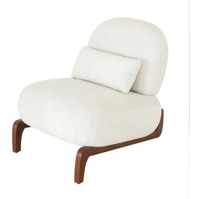 HIBA Fauteuil décoratif mignon en velours - Pieds en bois massif sans accoudoirs idéal pour salon chambre et balcon (blanc) Blanc - Publicité HIBA Fauteuil décoratif mignon en velours - Pieds en bois massif sans accoudoirs idéal pour salon chambre et balcon (blanc) Blanc - Publicité